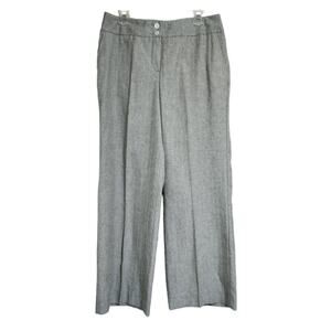 MADELEINE Linen Herringbone High Waist Wide-Leg‎ Pants Size 12